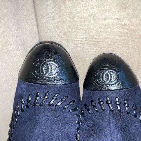 CHANEL Navy and Black Ankle Boots - Picture 12 of 13